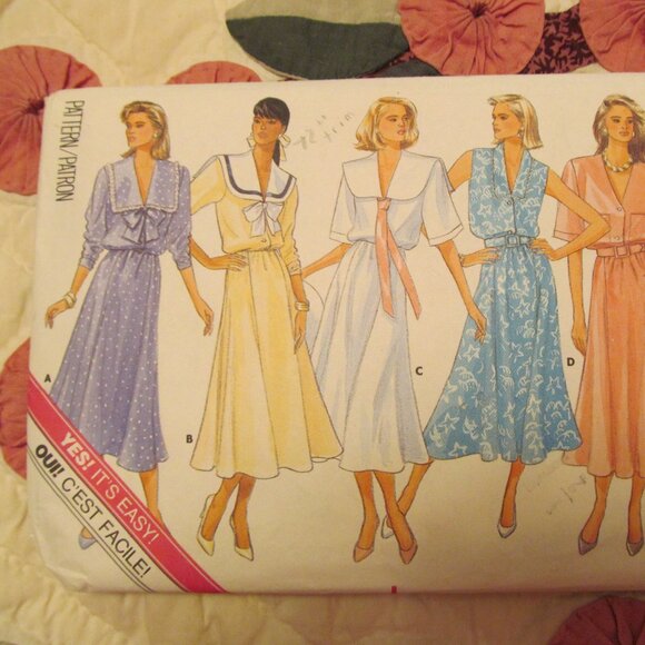 Vtg 1980s Butterick Sewing Pattern DRESS 4629 Size 8 10 12 - Picture 3 of 10